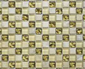 Мозаика Росмозаика Натуральный камень и стекло чип 15х15 мм